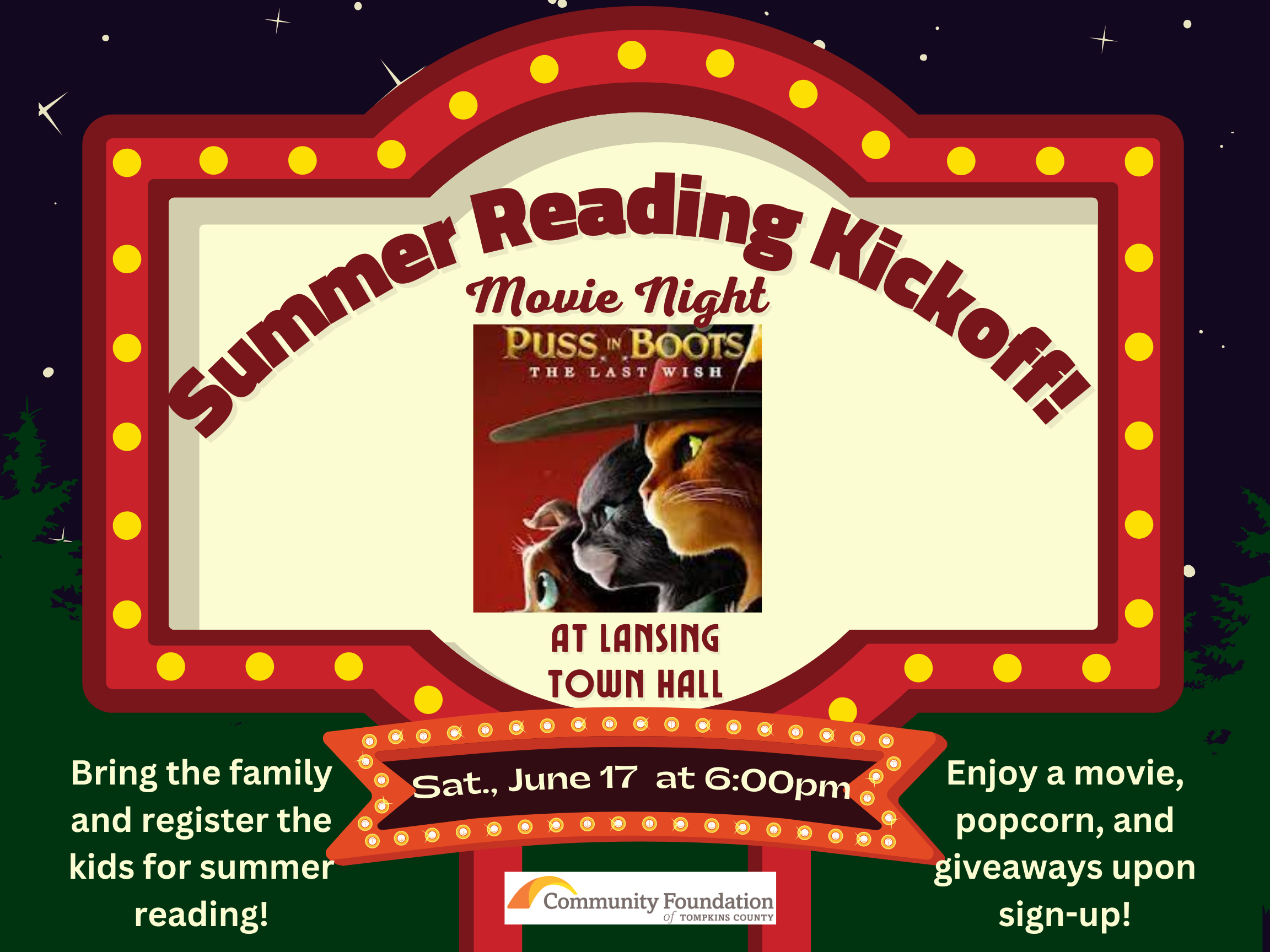 Summer Reading Kickoff Movie Night (Poster (Double-Sided Landscape)) with logo